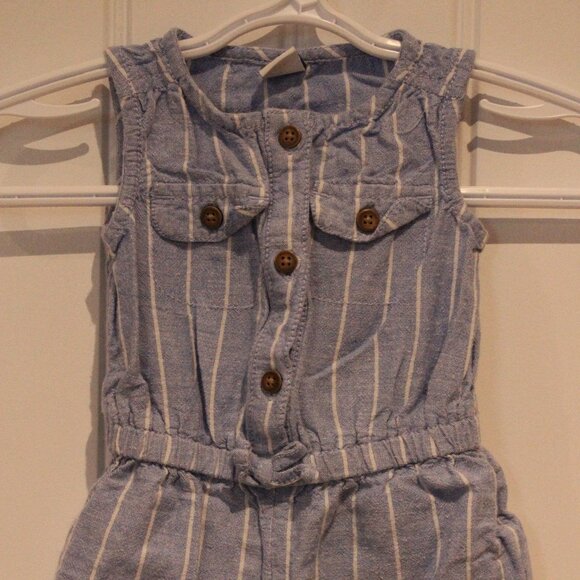 3/$20 🏷 Old Navy Blue Striped Romper Size 3-6m - Picture 2 of 3